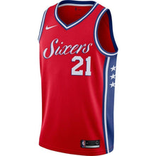 Load image into Gallery viewer, Men's Nike Joel Embiid Red Philadelphia 7ers Swingman Jersey  Statement Edition  Red