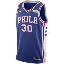 Load image into Gallery viewer, Men's Nike Furkan Korkmaz Royal Philadelphia 7ers Swingman Sponsor Patch Jersey  Icon Edition  Royal